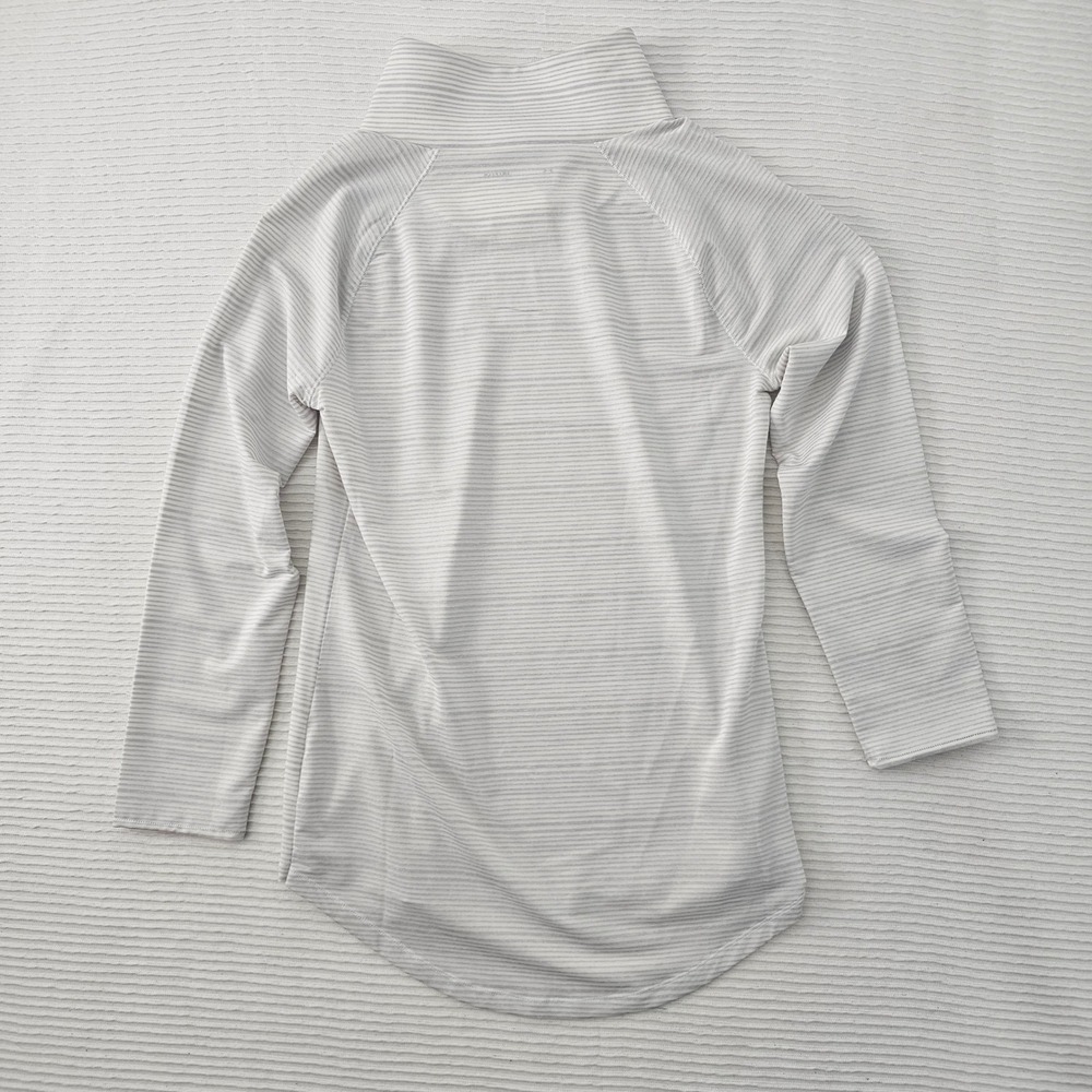 Under Armour Womens Small White Gray Striped Funnel Neck Long Sleeve PulloverTop - Picture 6 of 6
